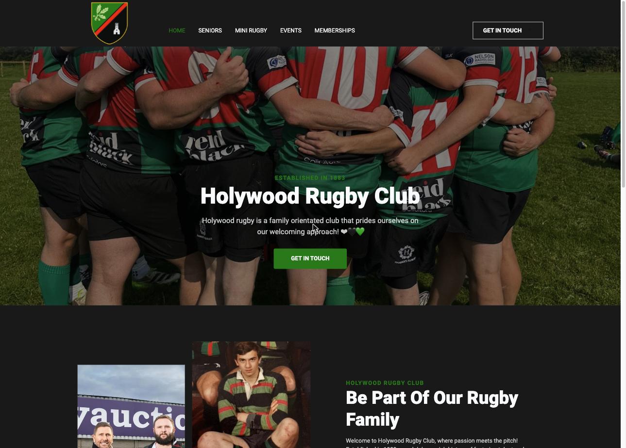 Home page of Holywood Rugby Club
