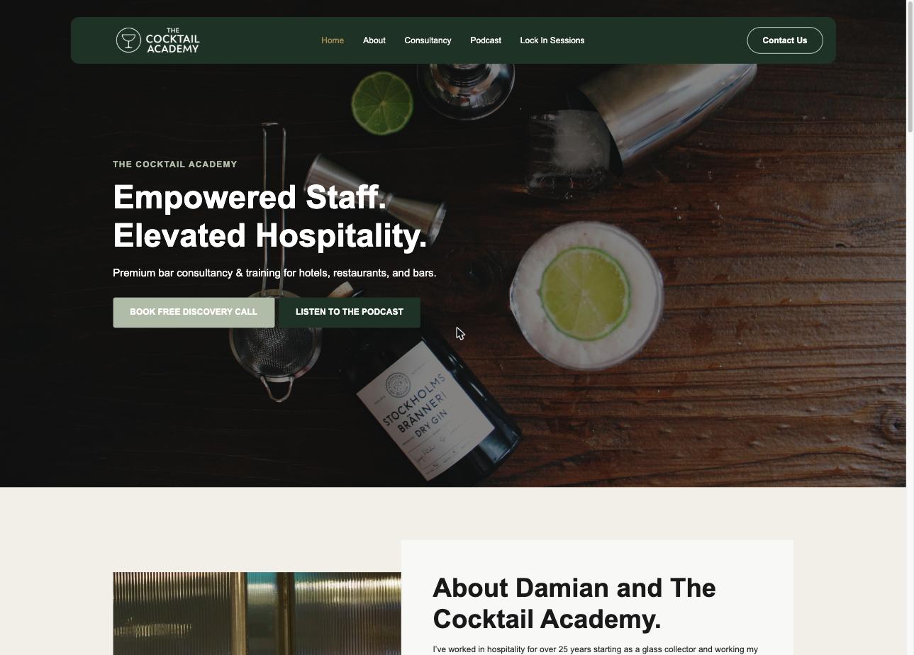 Home page of The Cocktail Academy
